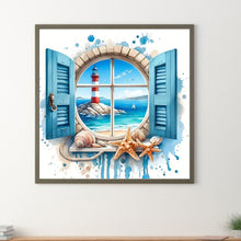 Load image into Gallery viewer, Lighthouse On The Sea Outside The Window 30*30CM(Canvas) Full Round Drill Diamond Painting
