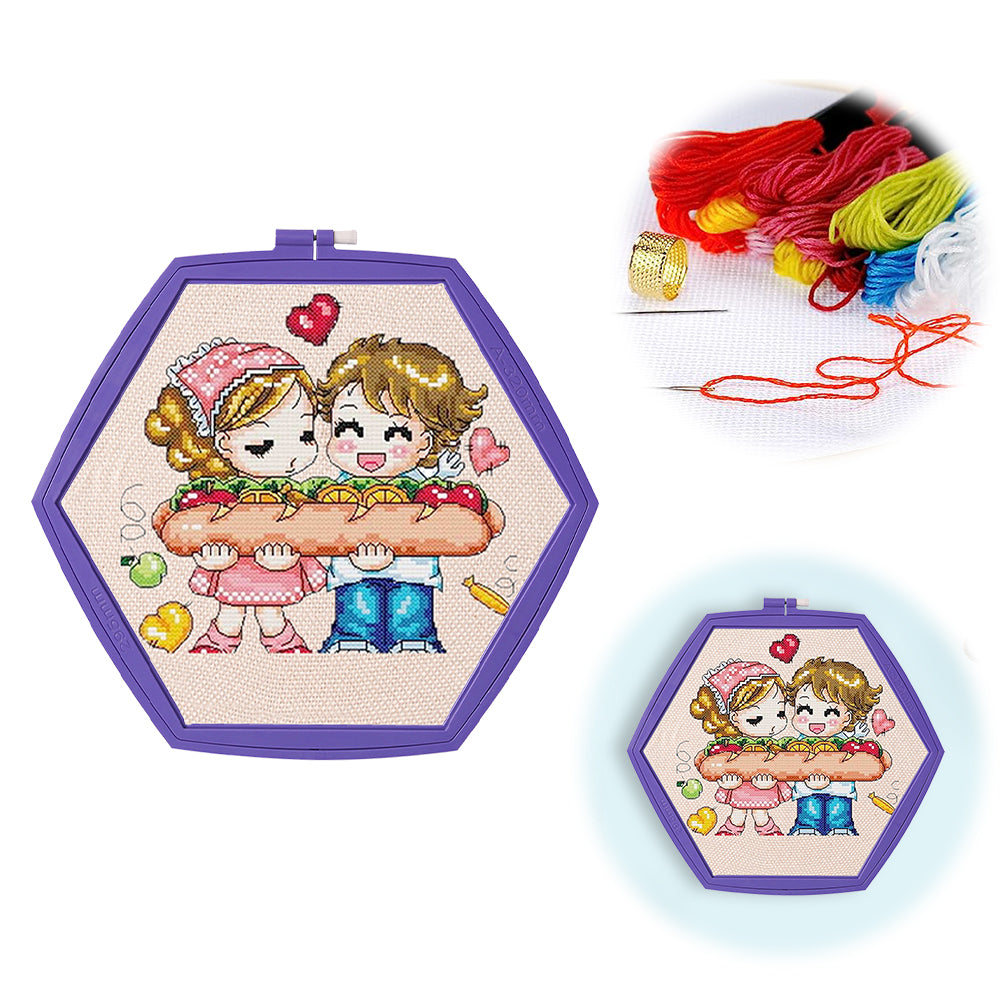 Hexagon Embroidery Hoops Cross Stitch Hoop for Quilting Stitching (Violet)