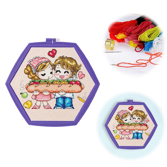 Hexagon Embroidery Hoops Cross Stitch Hoop for Quilting Stitching (Violet)