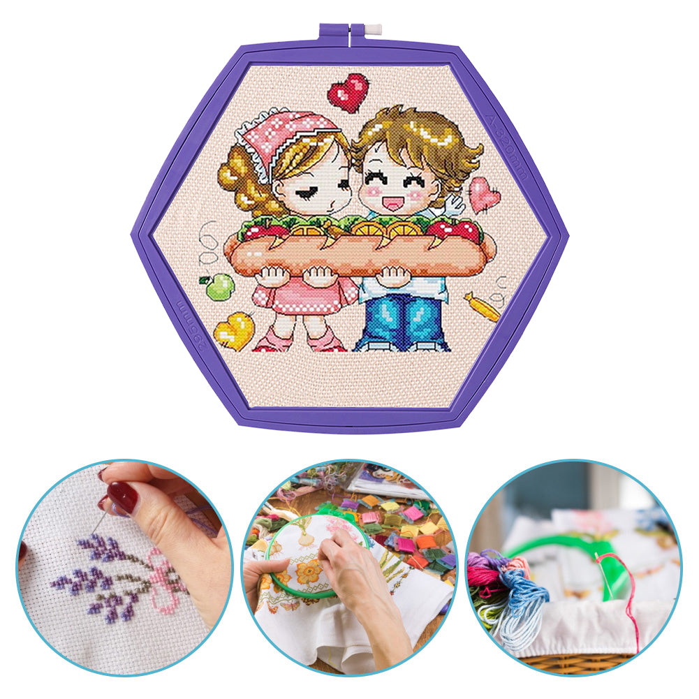 Hexagon Embroidery Hoops Cross Stitch Hoop for Quilting Stitching (Violet)