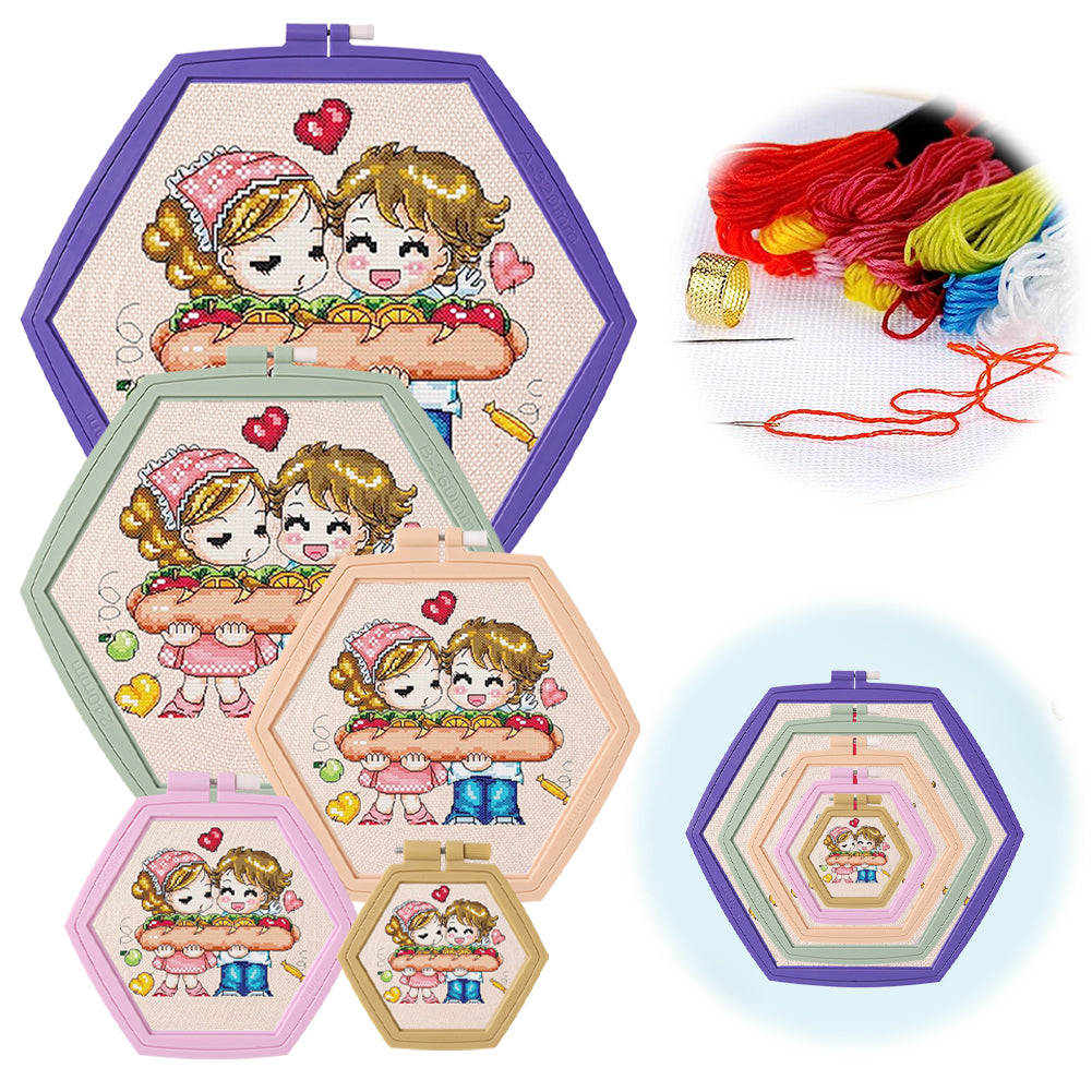 Hexagon Embroidery Hoops Cross Stitch Hoop for Quilting Stitching (5PCS)
