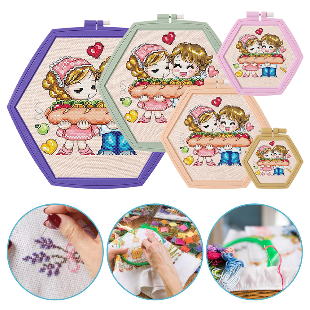 Hexagon Embroidery Hoops Cross Stitch Hoop for Quilting Stitching (5PCS)