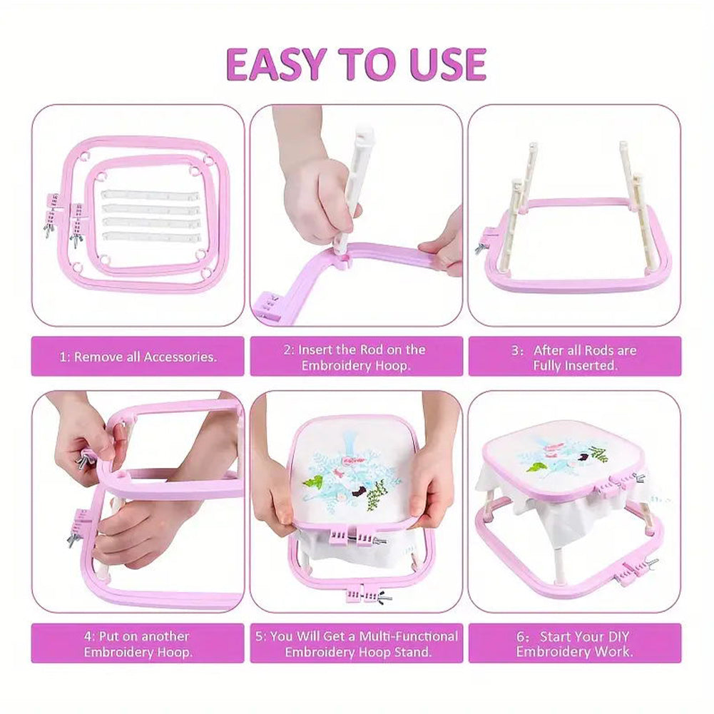 Cross Stitch Rack Trapezoid Quilting Frame for Quilting Stitching (Pink L)
