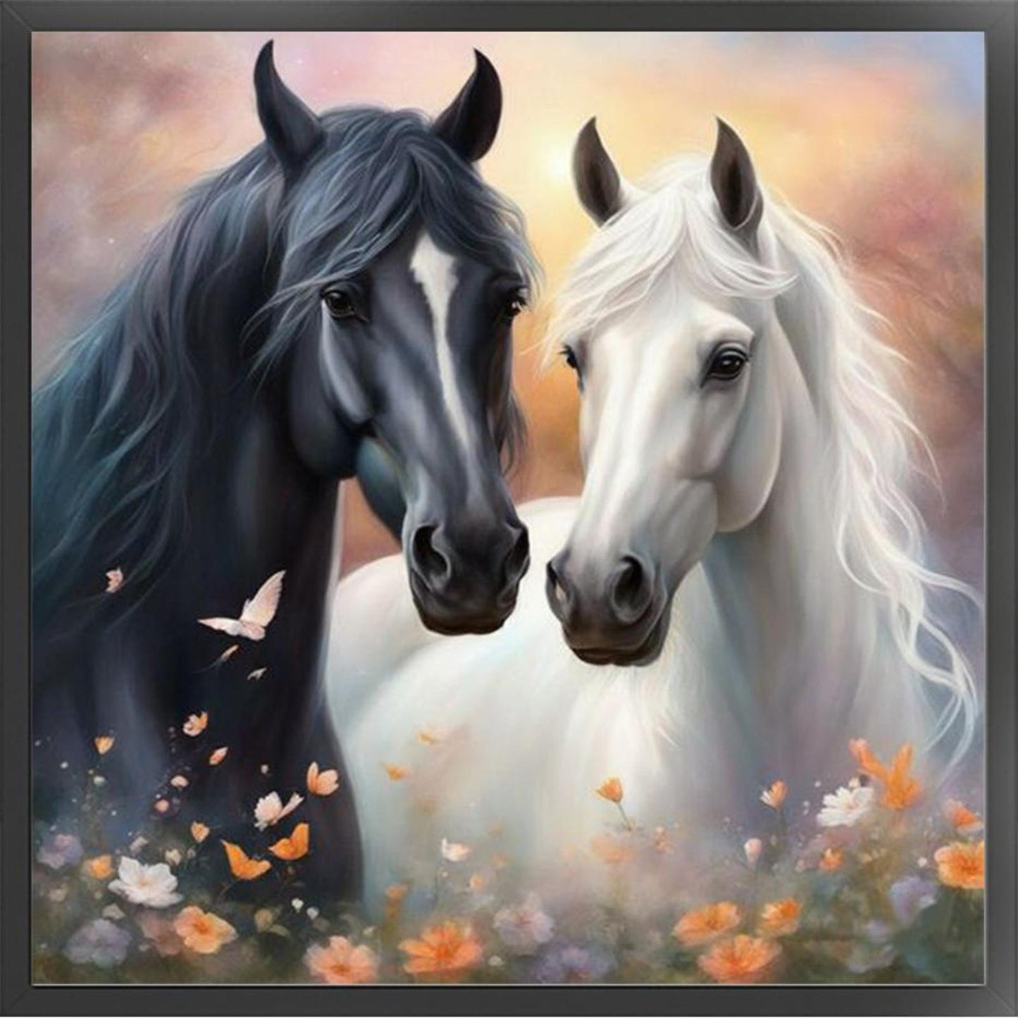 Two Horses - Full 11CT Stamped Cross Stitch 45x45CM - Band