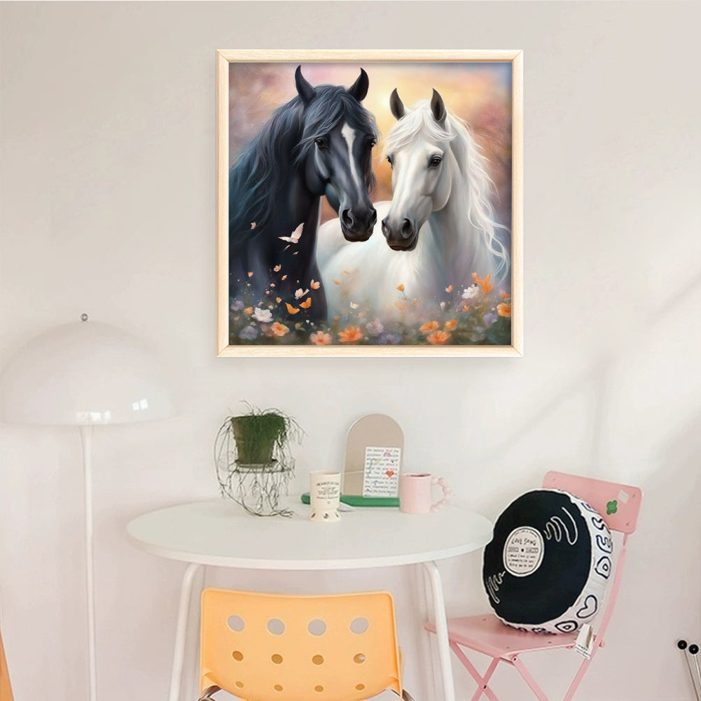 Two Horses - Full 11CT Stamped Cross Stitch 45x45CM - Band