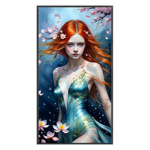Huancan - Fantasy Girl And Flowers - 40*75CM 11CT 3 Stamped Cross Stitch