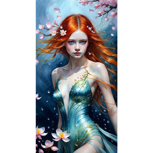 Huancan - Fantasy Girl And Flowers - 40*75CM 11CT 3 Stamped Cross Stitch