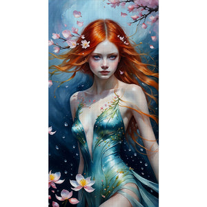 Huancan - Fantasy Girl And Flowers - 40*75CM 11CT 3 Stamped Cross Stitch