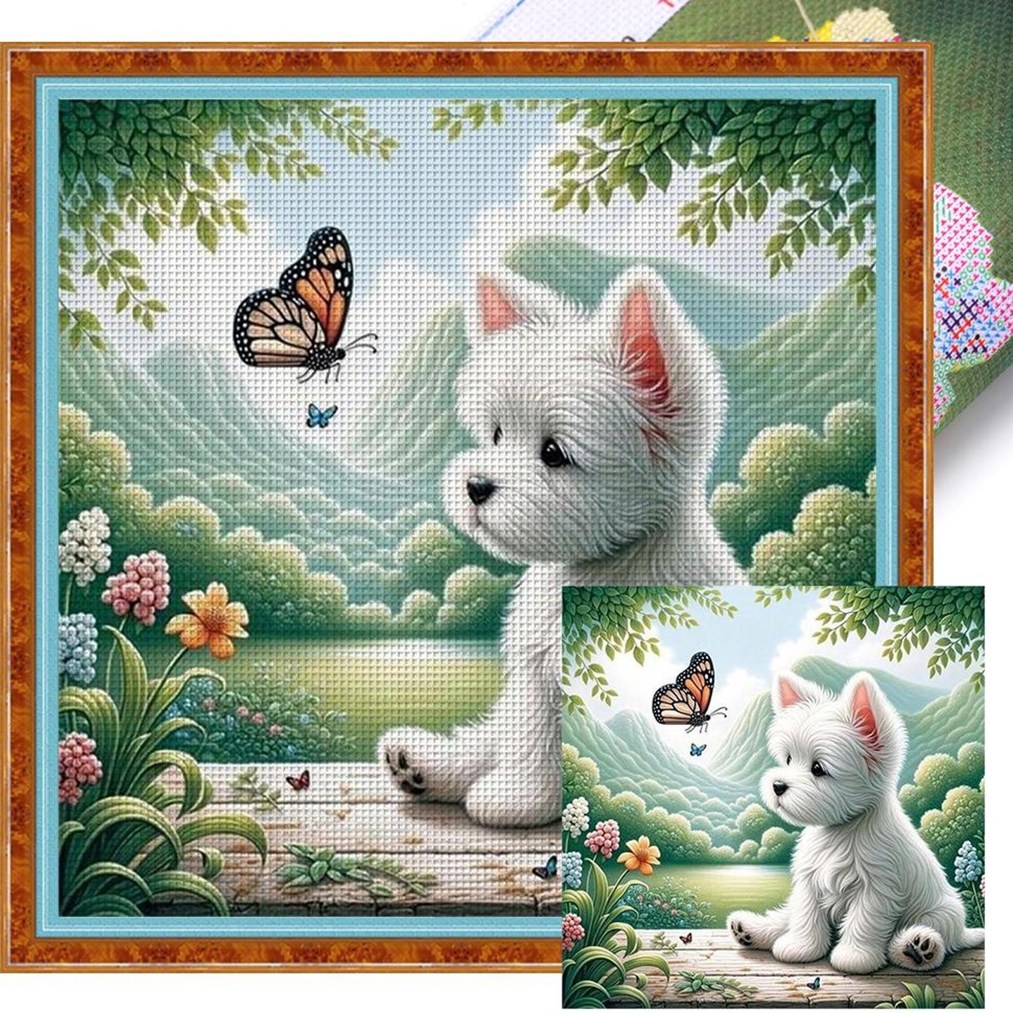 West Highland White Terrier - Full 11CT Stamped Cross Stitch 40x40CM - Huacan