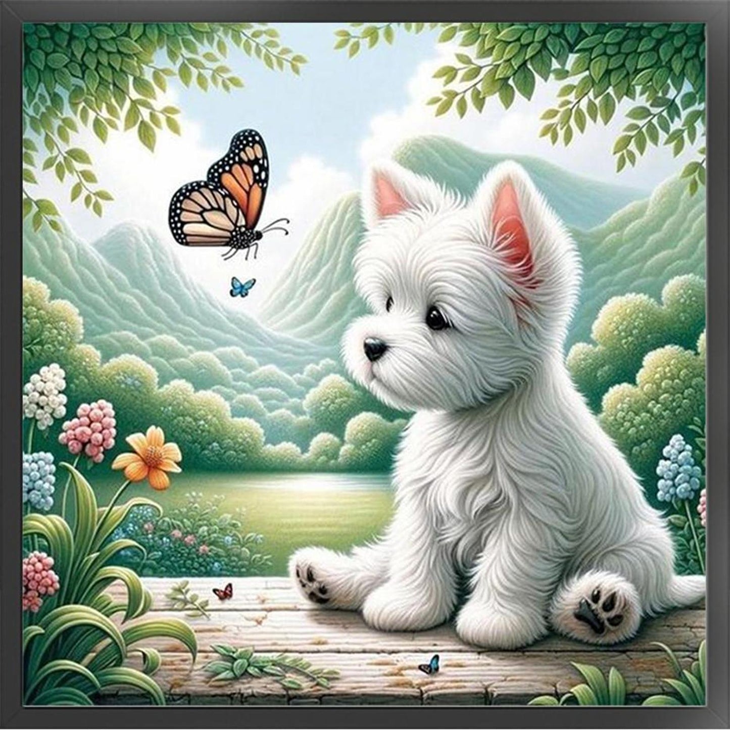 West Highland White Terrier - Full 11CT Stamped Cross Stitch 40x40CM - Huacan