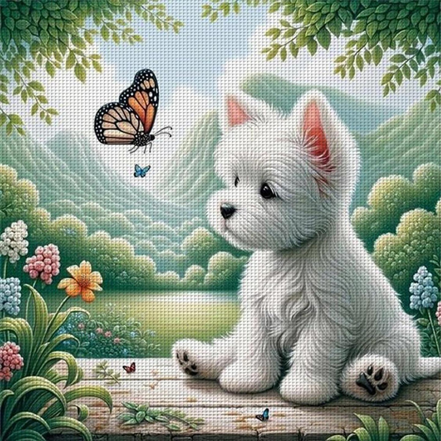 West Highland White Terrier - Full 11CT Stamped Cross Stitch 40x40CM - Huacan