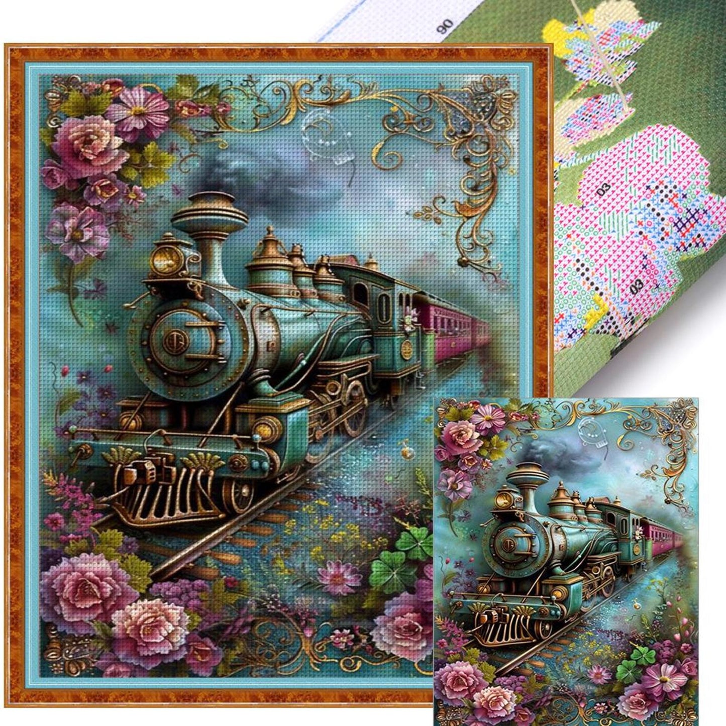 Train - Full 11CT Stamped Cross Stitch 40x55CM - Huacan