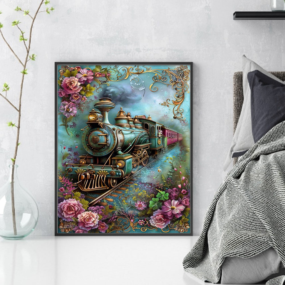 Train - Full 11CT Stamped Cross Stitch 40x55CM - Huacan