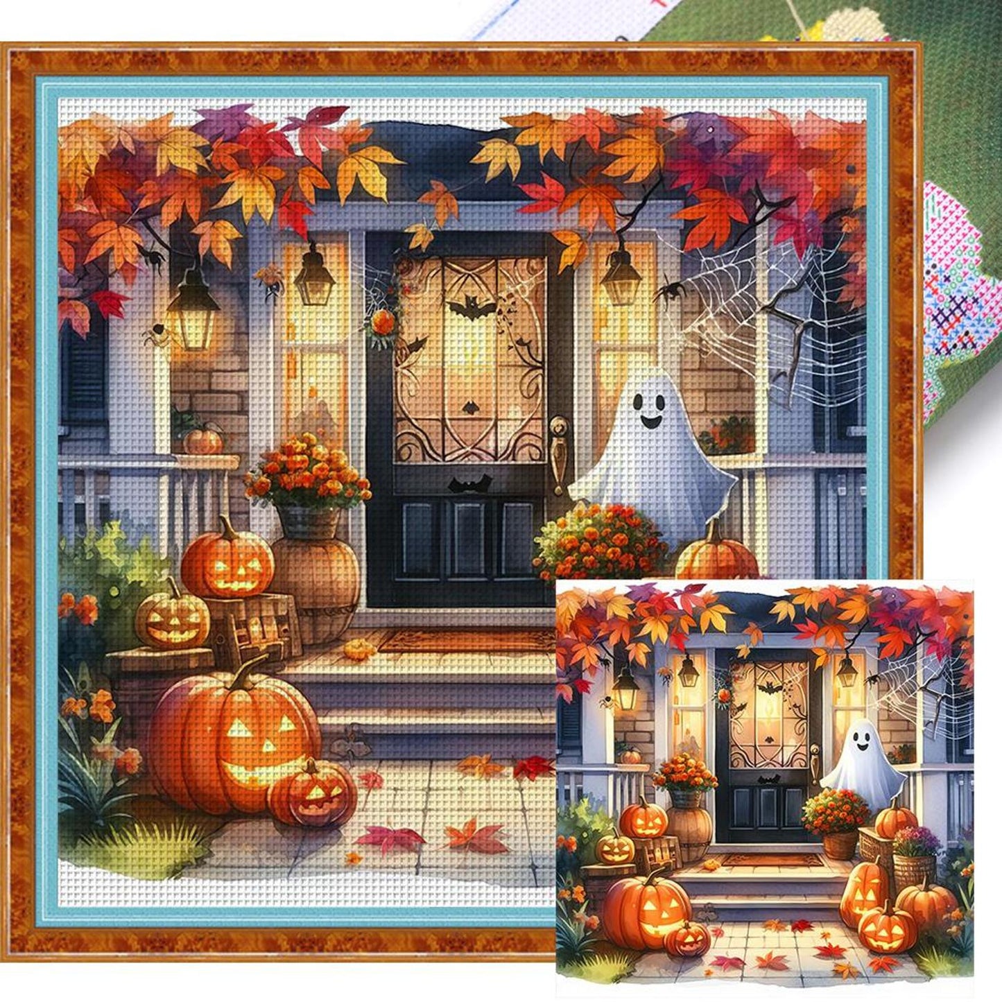 Autumn Pumpkin Cabin - Full 11CT Stamped Cross Stitch 50x50CM - Huacan