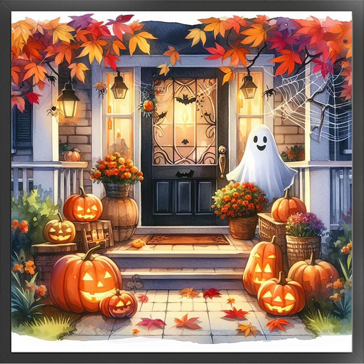 Autumn Pumpkin Cabin - Full 11CT Stamped Cross Stitch 50x50CM - Huacan