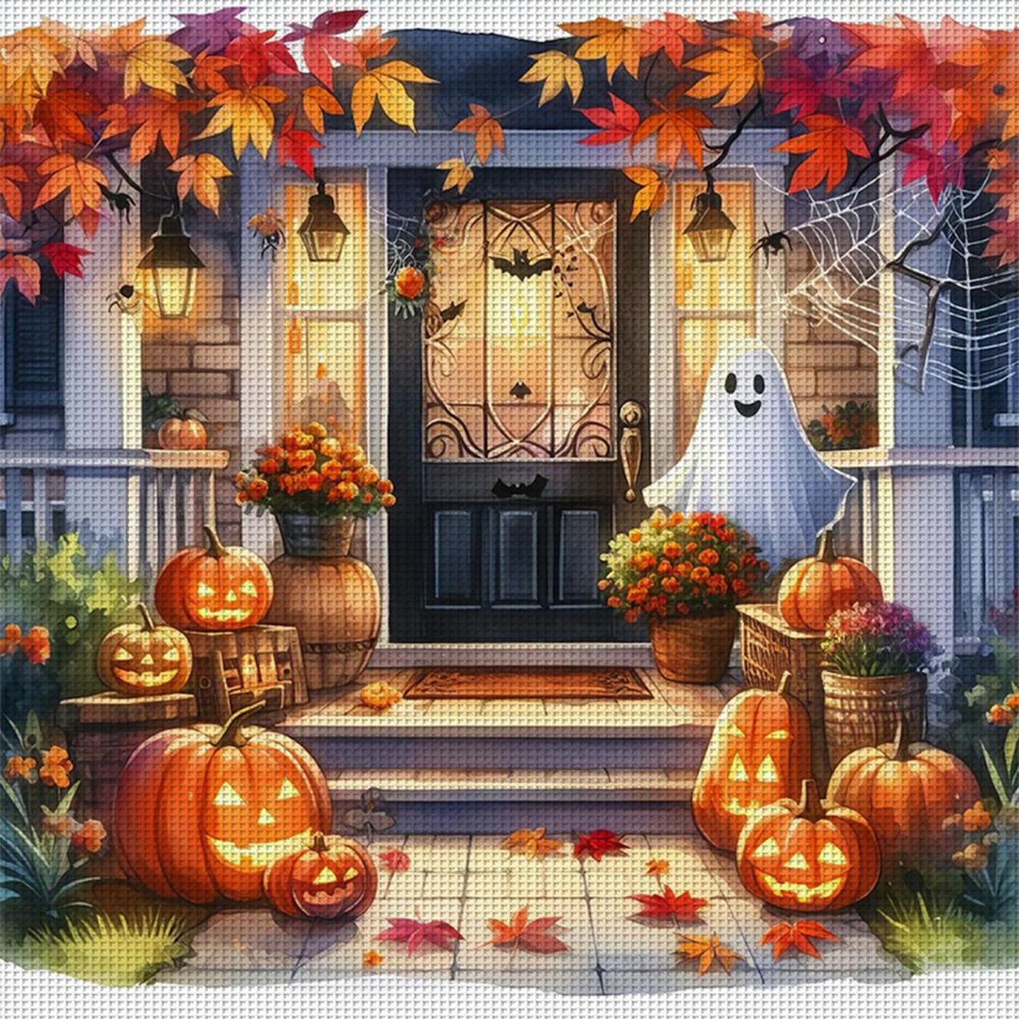 Autumn Pumpkin Cabin - Full 11CT Stamped Cross Stitch 50x50CM - Huacan