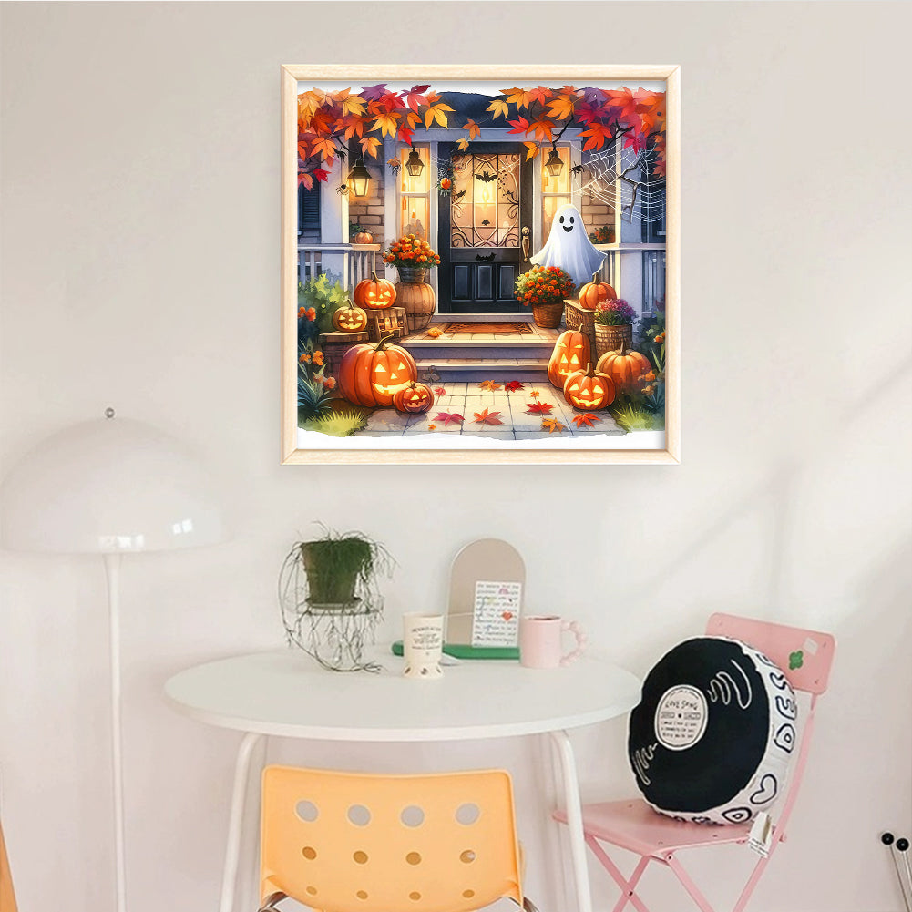 Autumn Pumpkin Cabin - Full 11CT Stamped Cross Stitch 50x50CM - Huacan