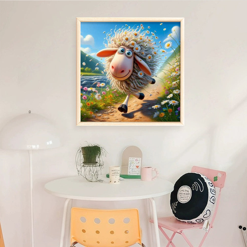 Cute Sheep - Full 11CT Stamped Cross Stitch 45x45CM - Huacan