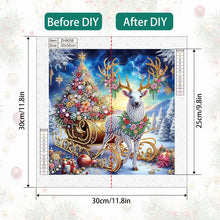 Load image into Gallery viewer, Christmas Atmosphere With Sleigh And Reindeer 30*30CM(Canvas) Partial Special Shaped Drill Diamond Painting
