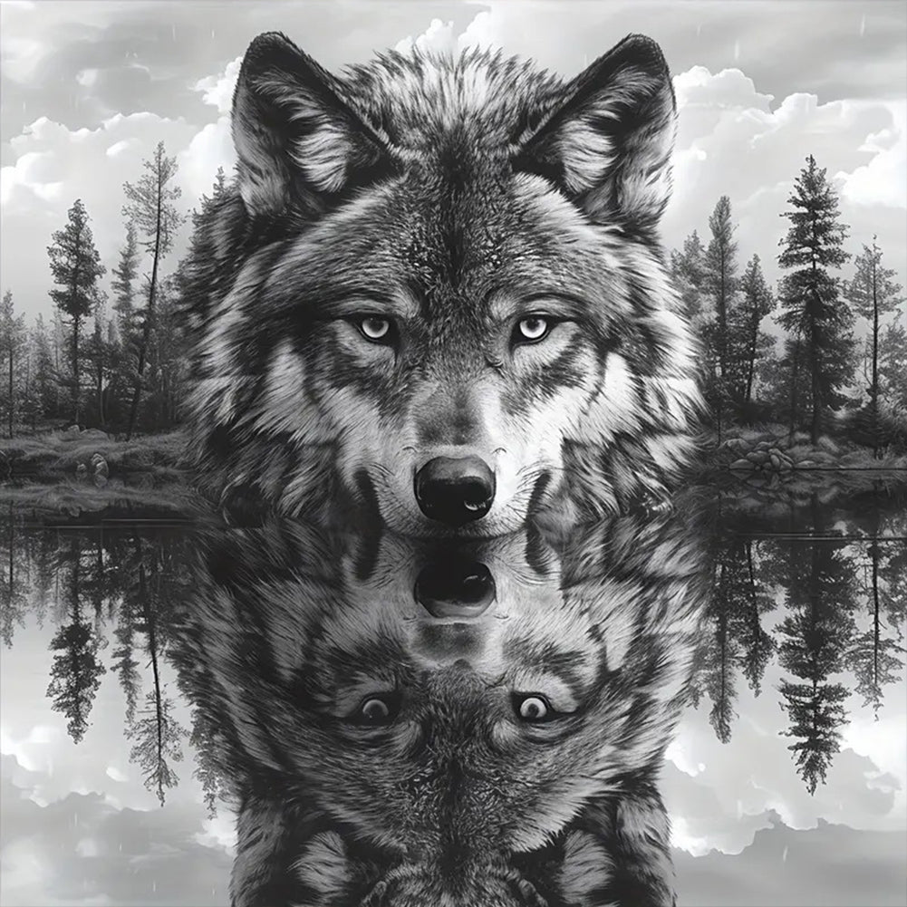 Wolf 40*40CM(Canvas) Full Round Drill Diamond Painting