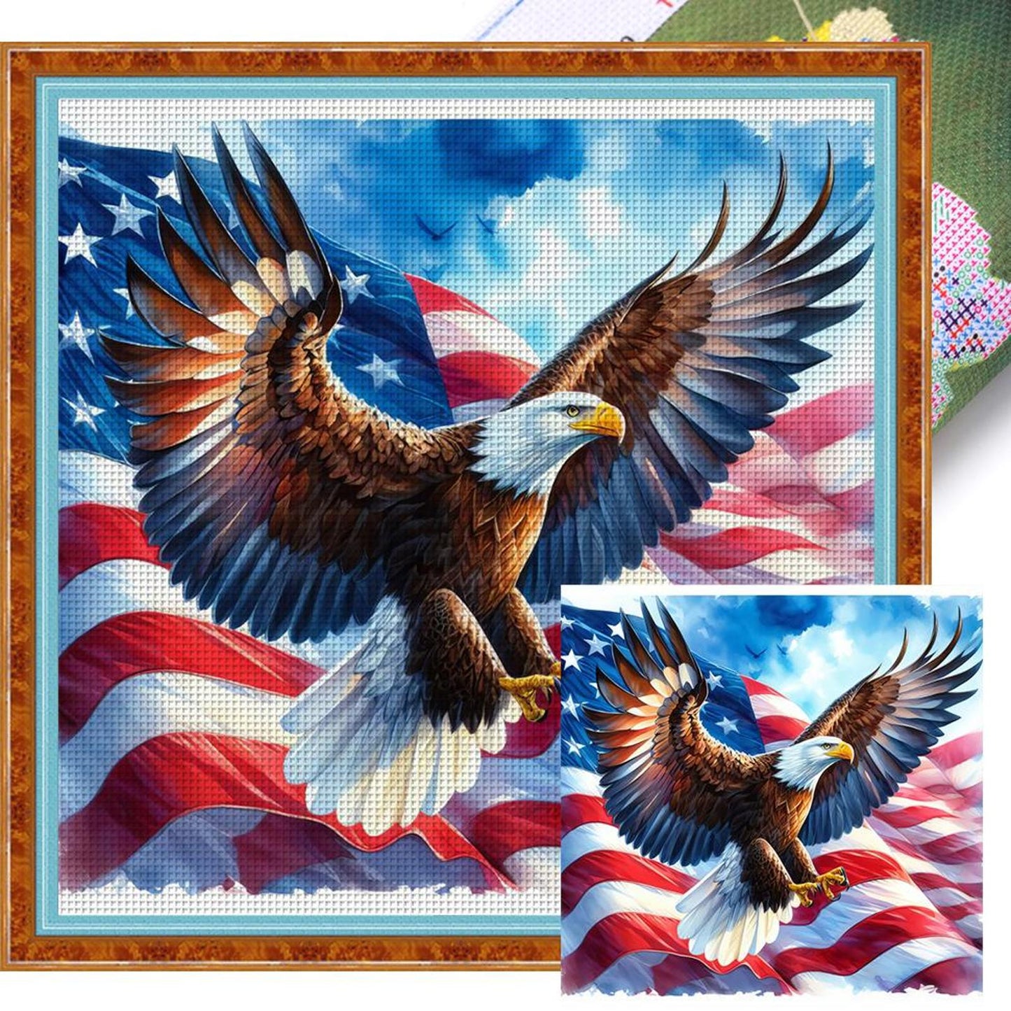 Flying Eagle - Full 11CT Stamped Cross Stitch 40x40CM - Yishu