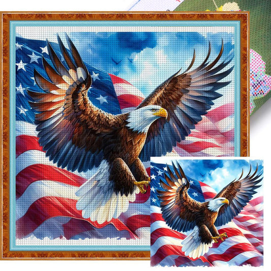 Flying Eagle - Full 11CT Stamped Cross Stitch 40x40CM - Yishu