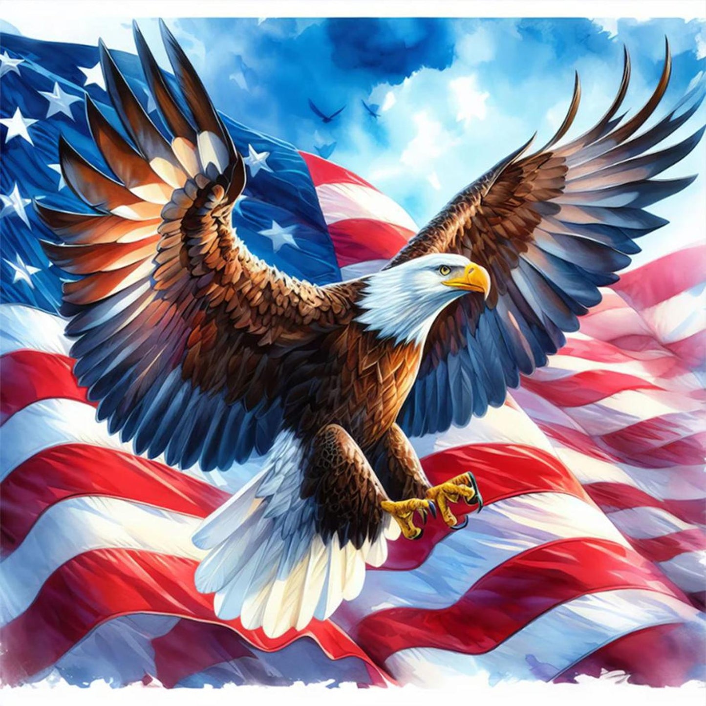 Flying Eagle - Full 11CT Stamped Cross Stitch 40x40CM - Yishu