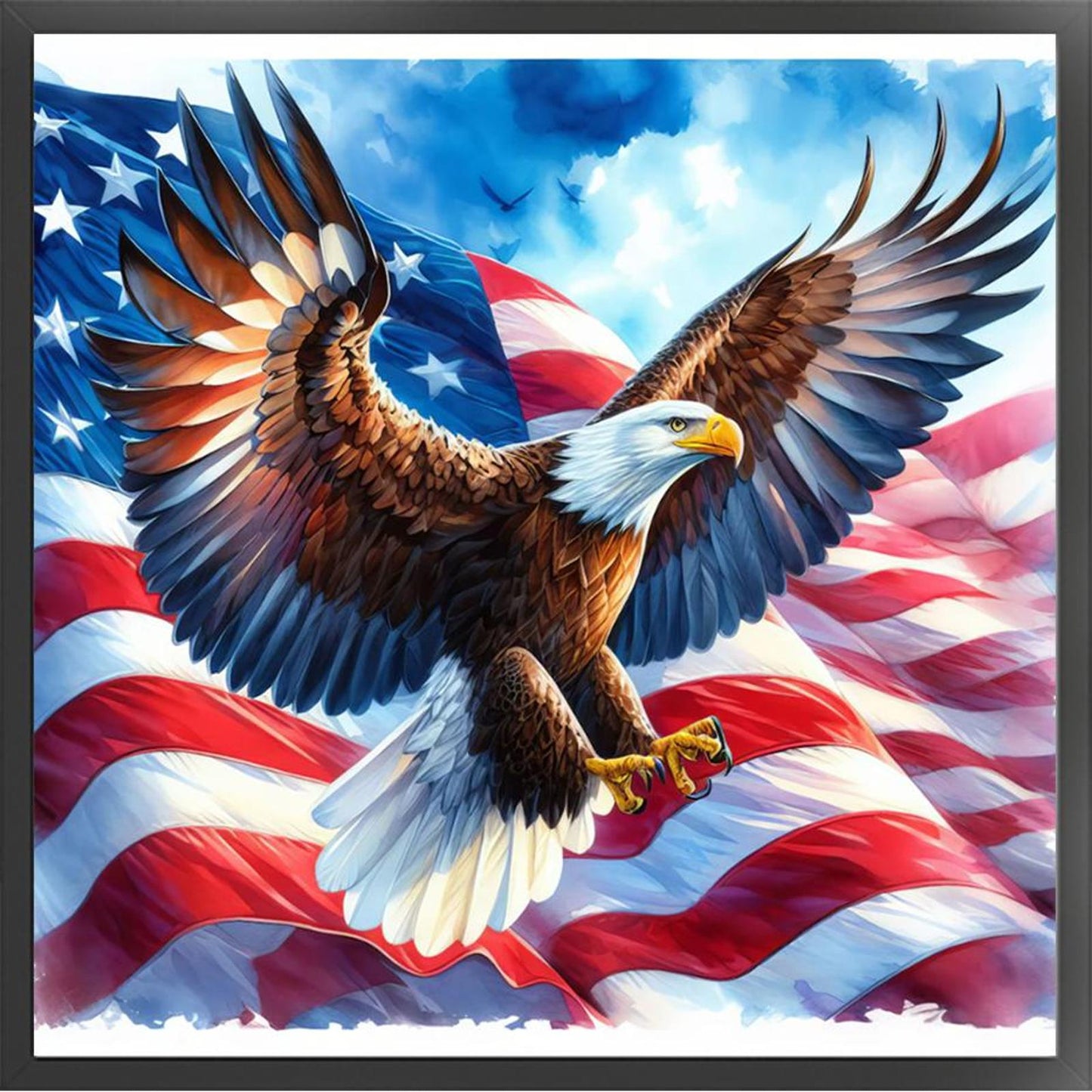 Flying Eagle - Full 11CT Stamped Cross Stitch 40x40CM - Yishu