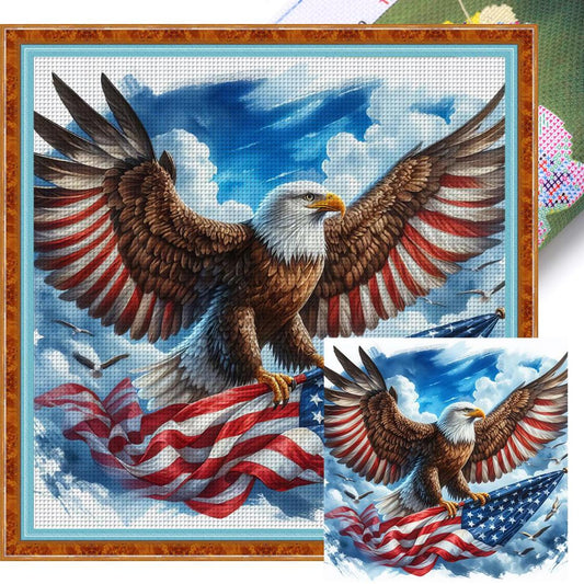 Eagle Holding Flag - Full 11CT Stamped Cross Stitch 40x40CM - Yishu