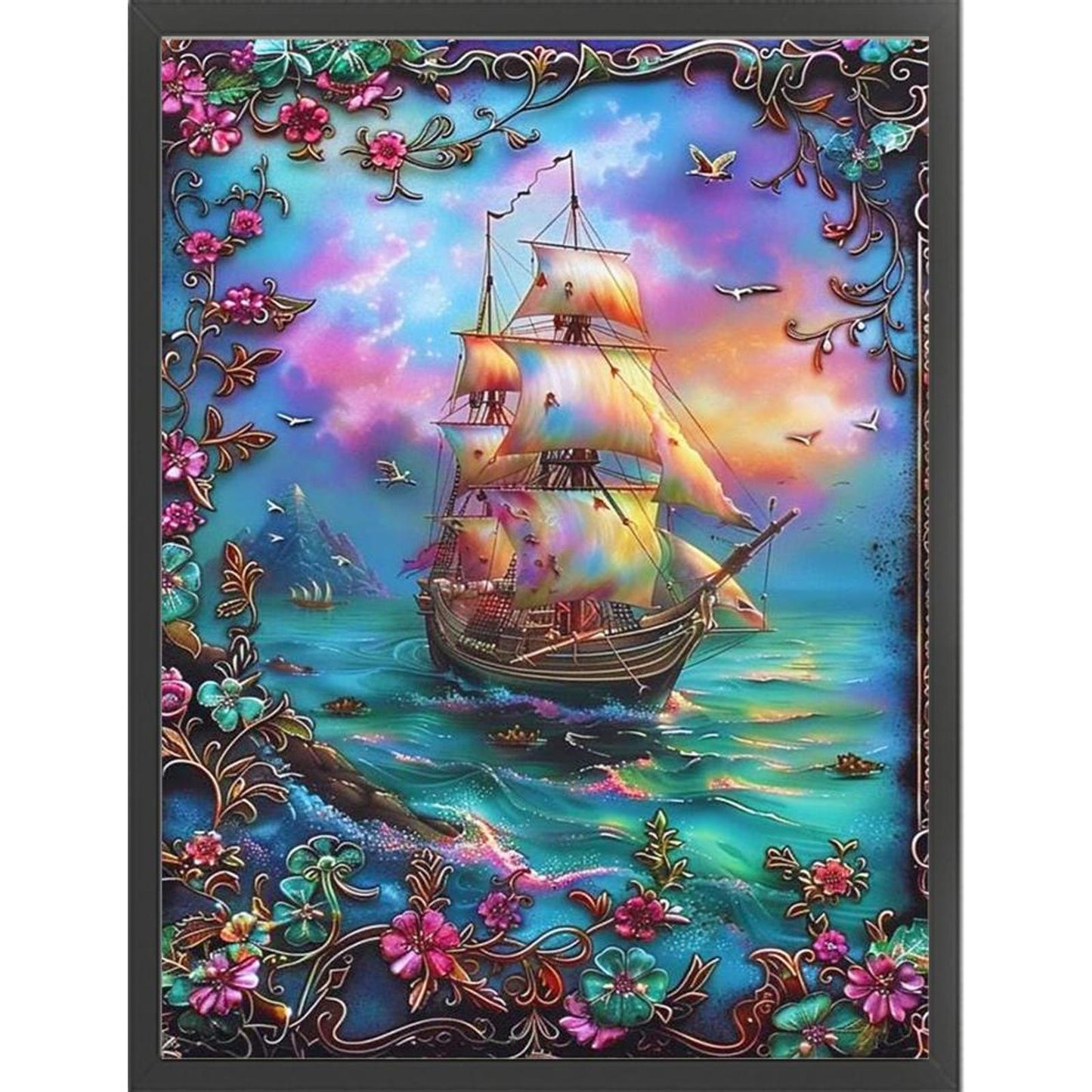 Vintage Sailboat - Full 11CT Stamped Cross Stitch 40x55CM - Huacan