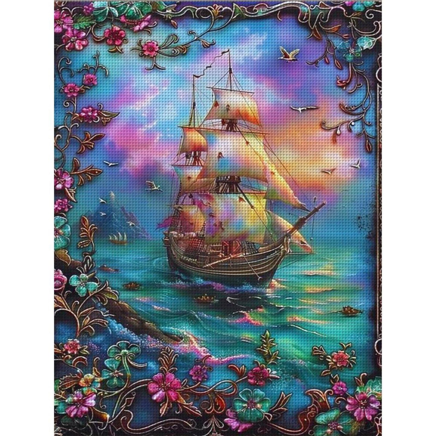 Vintage Sailboat - Full 11CT Stamped Cross Stitch 40x55CM - Huacan
