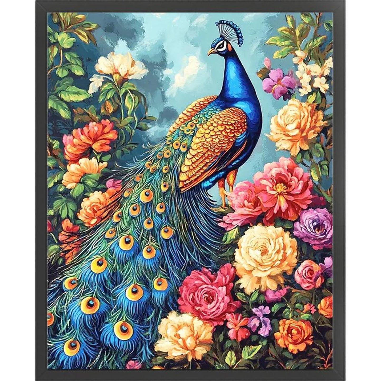 Peacock And Peony - Full 11CT Stamped Cross Stitch 40x50CM - Yishu
