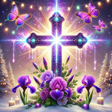 Load image into Gallery viewer, Cross And Irises 40*40CM(Canvas) Full Round Drill Diamond Painting
