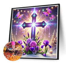 Load image into Gallery viewer, Cross And Irises 40*40CM(Canvas) Full Round Drill Diamond Painting
