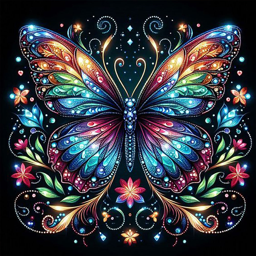 Glittering Jeweled Butterfly 40*40CM(Canvas) Full Round Drill Diamond Painting