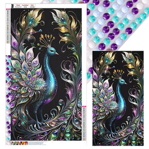 Beautiful Peacock 40*70CM(Canvas) Full Round Drill Diamond Painting