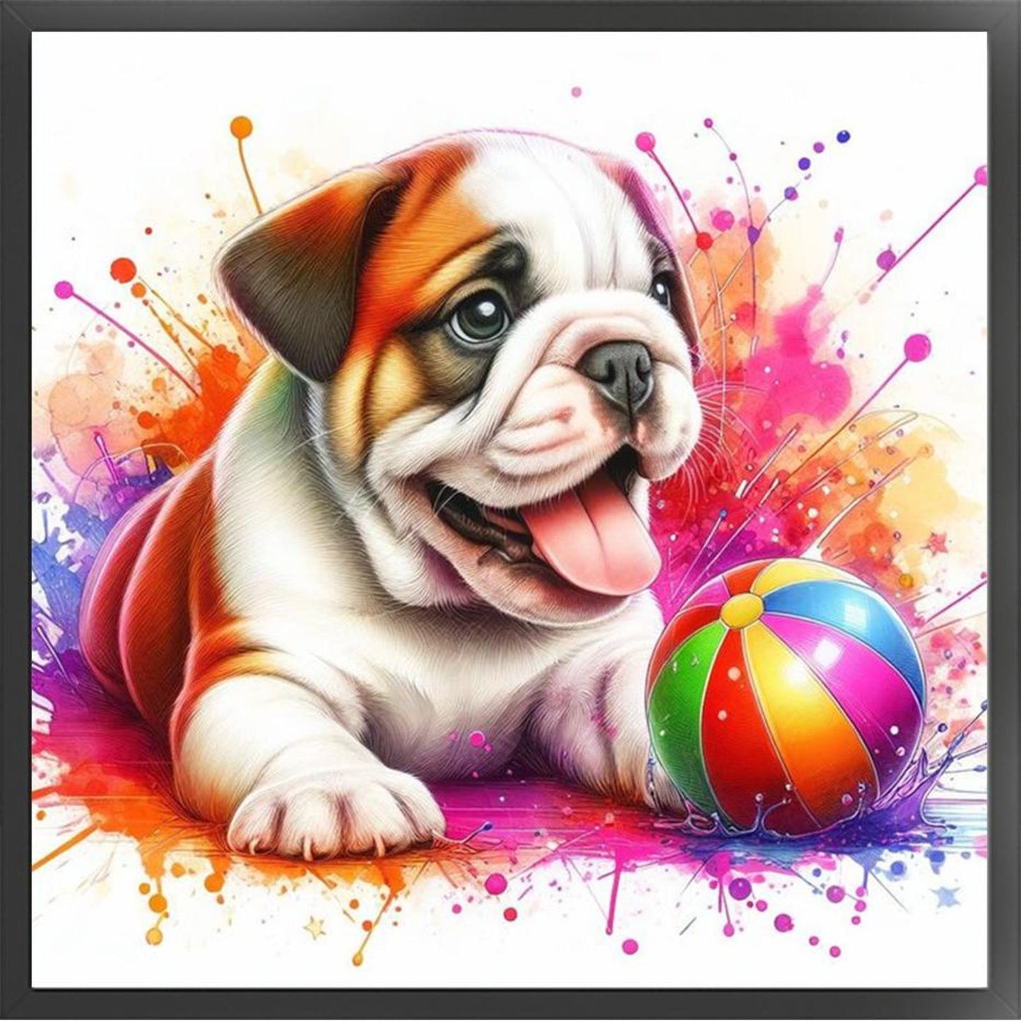 Bulldog Playing With Ball-Dog - Full 11CT Stamped Cross Stitch 40x40CM - Yishu