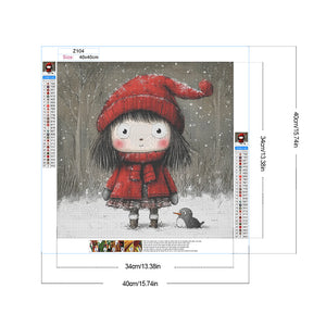 Cartoon Little Red Riding Hood Girl 40*40CM(Canvas) Full Round Drill Diamond Painting