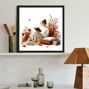 Girl Reading A Book 40*40CM(Canvas) Full Round Drill Diamond Painting