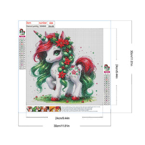 Christmas Unicorn 30*30CM(Canvas) Full Round Drill Diamond Painting