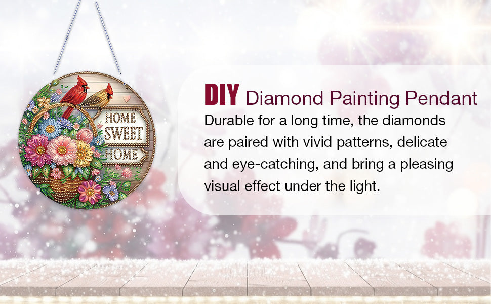 Sweet Home 2D Flat DIY Diamond Art Pendant Window Hanging Art for Home Decor