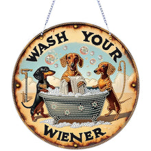 Load image into Gallery viewer, Hot Dog Dachshund 2D Flat DIY Diamond Art Pendant Window Hanging Art Home Decor
