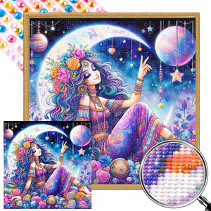 Moon Lady 40*40CM(Picture) Full AB Round Drill Diamond Painting