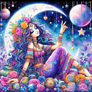 Moon Lady 40*40CM(Picture) Full AB Round Drill Diamond Painting