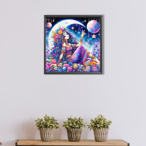 Moon Lady 40*40CM(Picture) Full AB Round Drill Diamond Painting