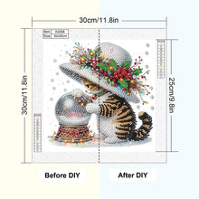 Load image into Gallery viewer, Cute Christmas Cat 30*30CM(Canvas) Partial Special Shaped Drill Diamond Painting
