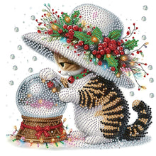 Load image into Gallery viewer, Cute Christmas Cat 30*30CM(Canvas) Partial Special Shaped Drill Diamond Painting
