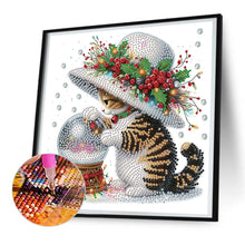 Load image into Gallery viewer, Cute Christmas Cat 30*30CM(Canvas) Partial Special Shaped Drill Diamond Painting
