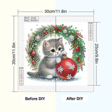 Load image into Gallery viewer, Cute Christmas Cat 30*30CM(Canvas) Partial Special Shaped Drill Diamond Painting
