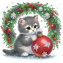 Load image into Gallery viewer, Cute Christmas Cat 30*30CM(Canvas) Partial Special Shaped Drill Diamond Painting
